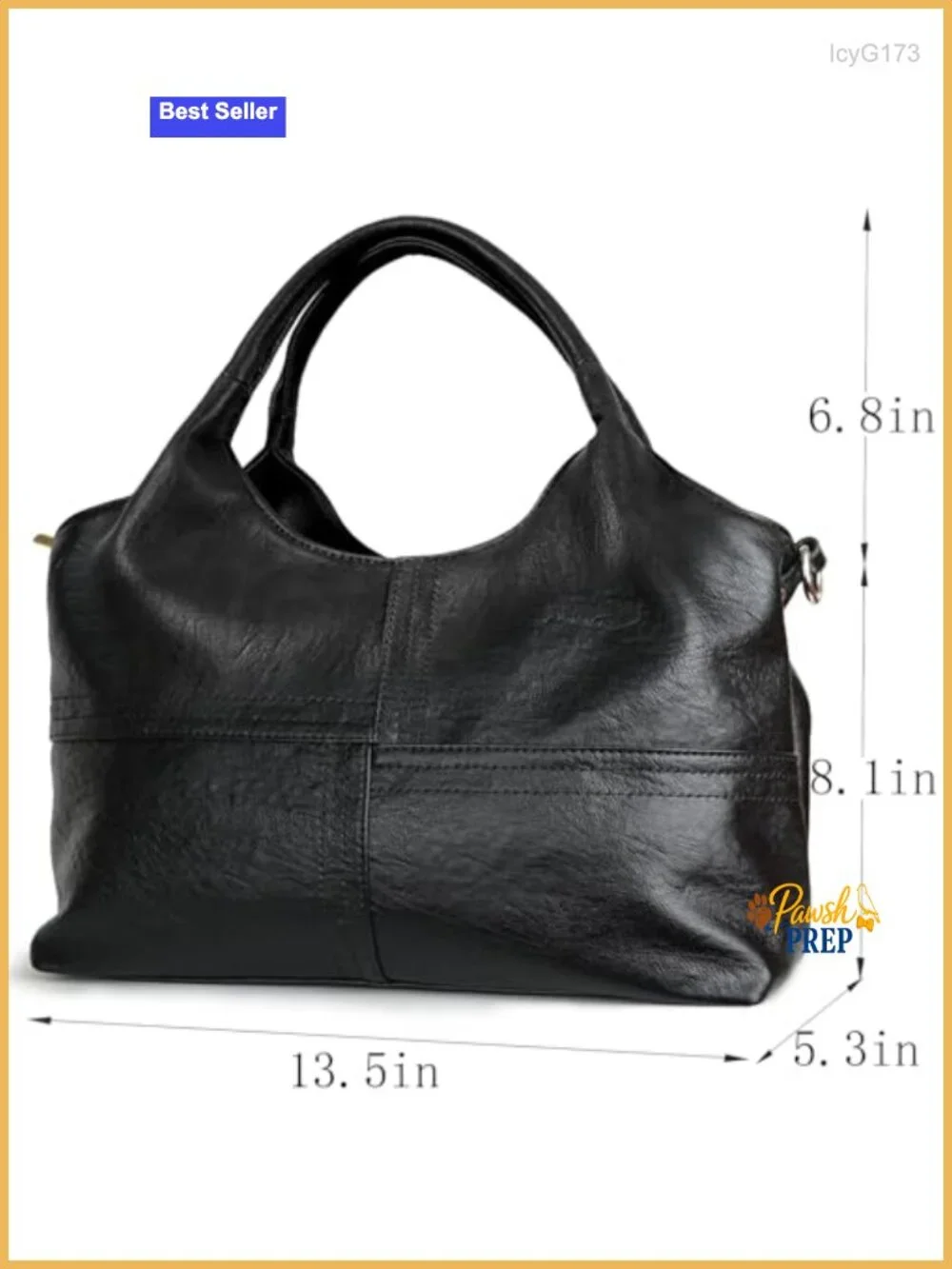 Vegan Leather Satchel Handbag with Detachable Strap - Medium Tote Hobo Bag